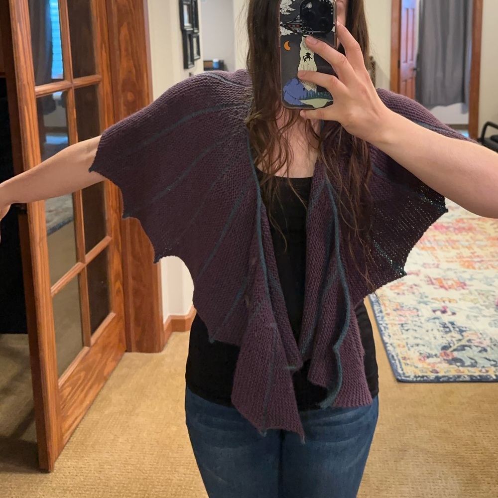 Purple and Teal Dragon Wing Shawl - Handmade